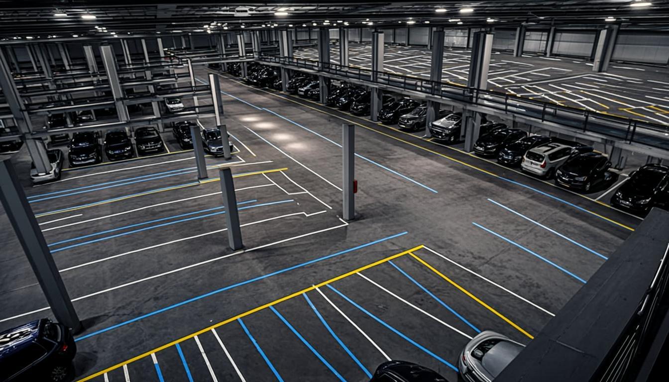 Dubai Mega-Mall Parking Deck Marking — Parking Lot Marking project in Dubai