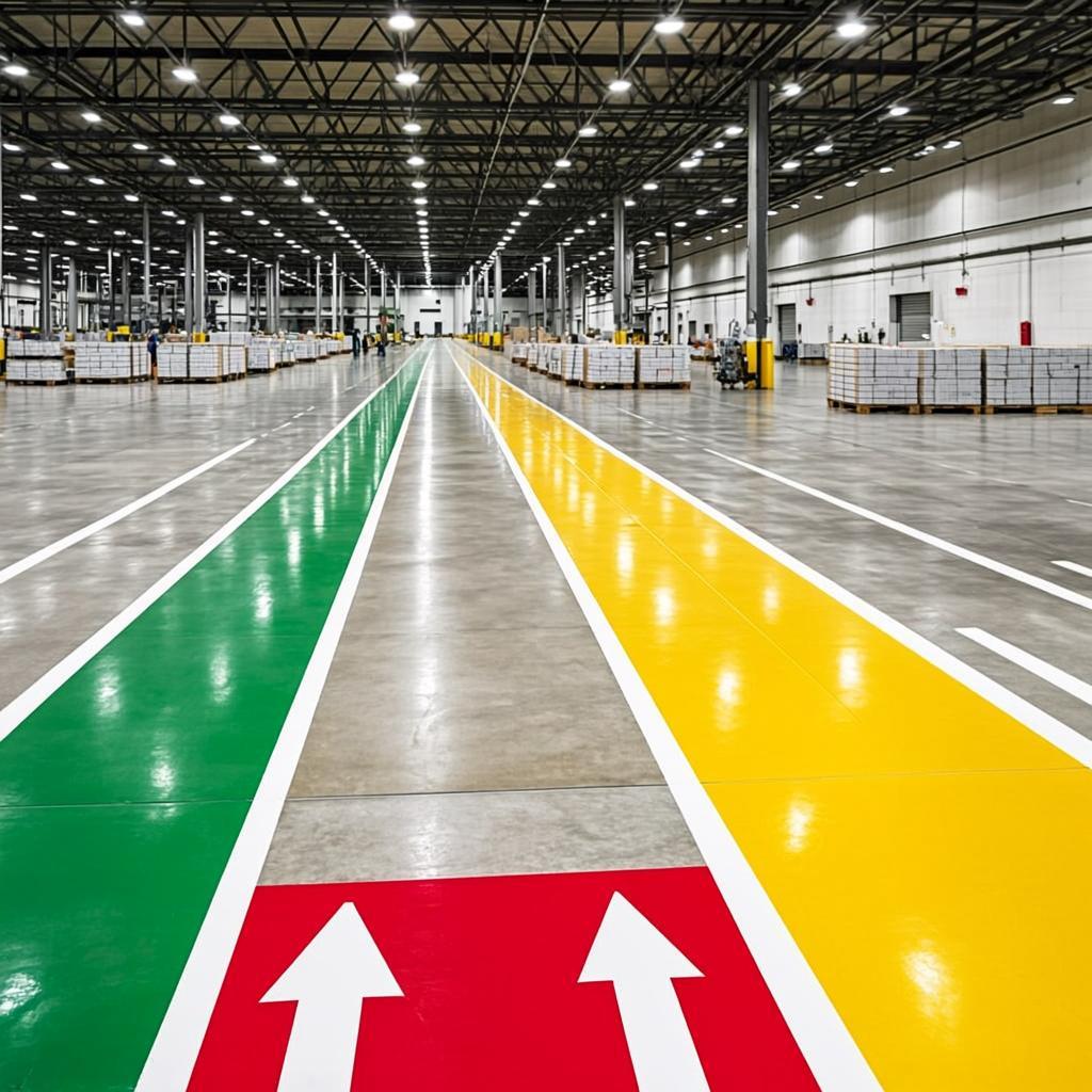 Warehouse Marking — Organise floor space, protect workers, and guide forklifts.